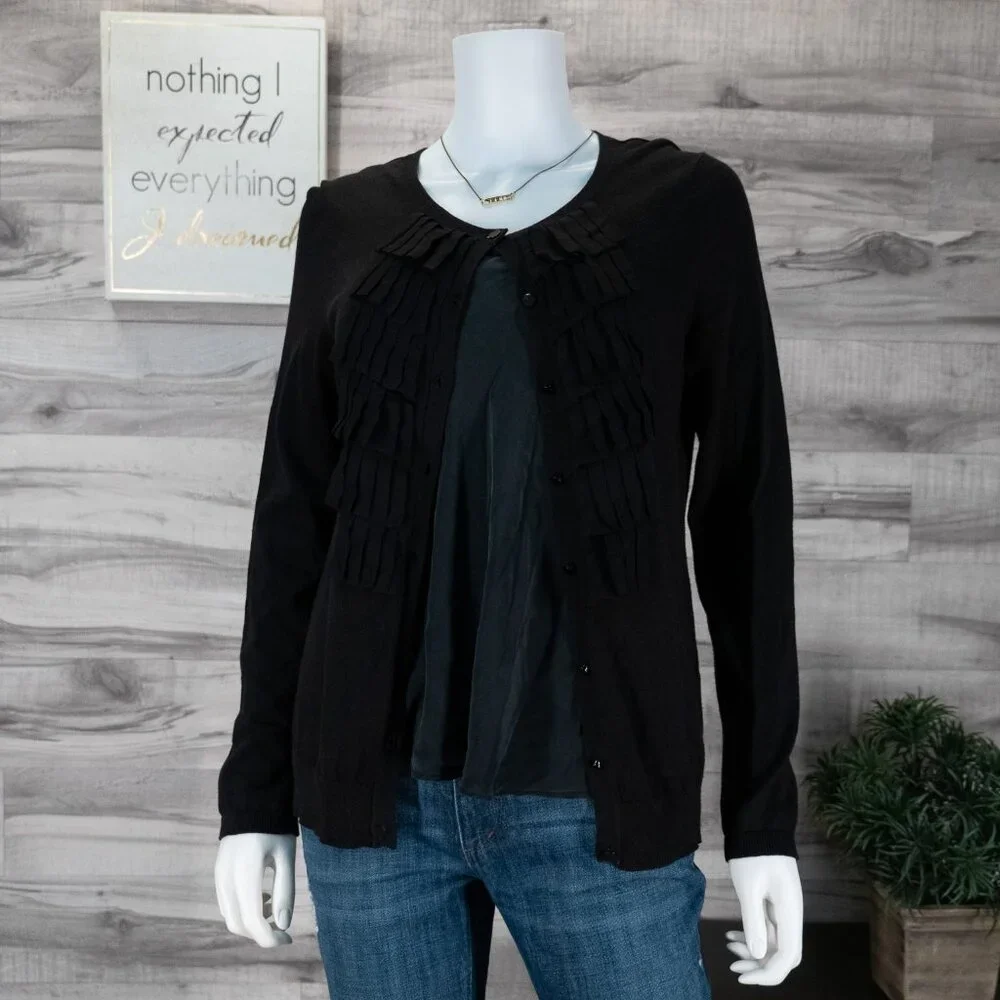 Talbots Black Ruffle Cardigan - Picture 5 of 5